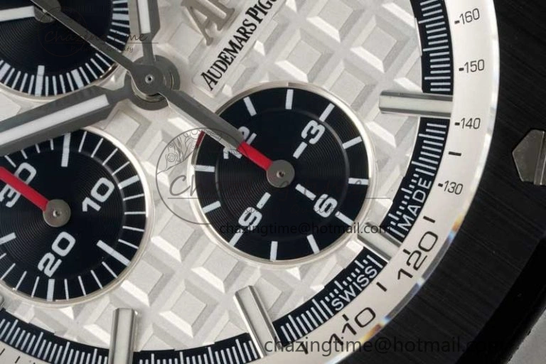 Royal Oak Offshore 44mm SS Black Ceramic Bezel BVF Best Edition White Black Dial on Rubber Strap A3126