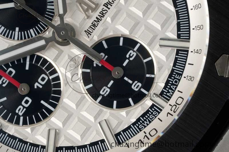 Royal Oak Offshore 44mm SS Black Ceramic Bezel BVF Best Edition White Black Dial on Rubber Strap A3126