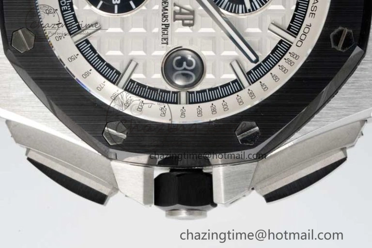 Royal Oak Offshore 44mm SS Black Ceramic Bezel BVF Best Edition White Black Dial on Rubber Strap A3126