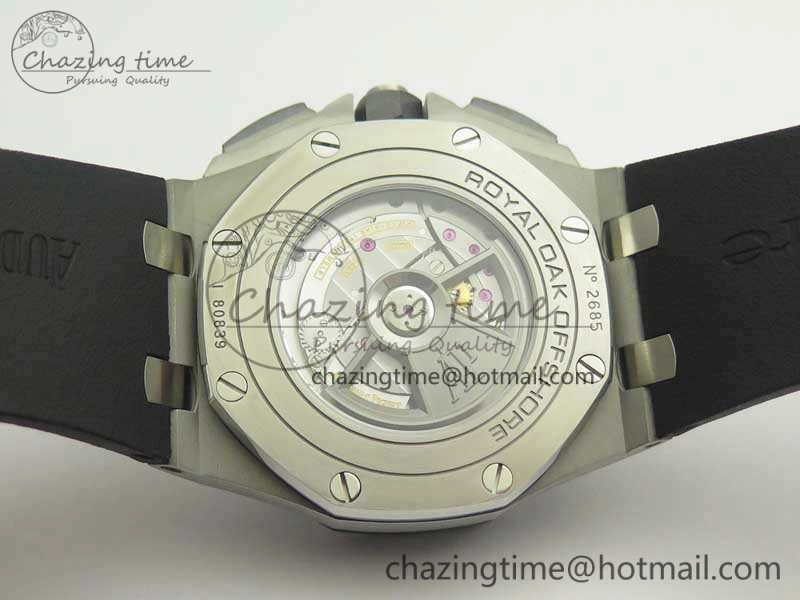 Royal Oak Offshore 44mm SS Black Ceramic Bezel JF 1:1 Best Edition On Rubber Strap A3126 V2 w  Cyclops And DW Mod