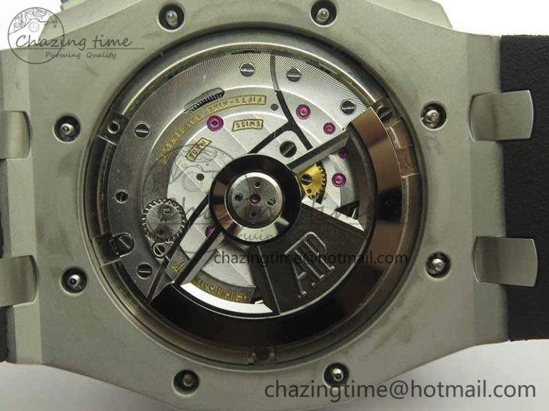 Royal Oak Offshore 44mm SS Black Ceramic Bezel JF 1:1 Best Edition On Rubber Strap A3126 V2 w  Cyclops And DW Mod
