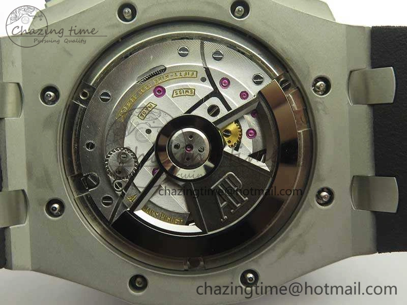 Royal Oak Offshore 44mm SS Black Ceramic Bezel JF 1:1 Best Edition On Rubber Strap A3126 V2 w  Cyclops And DW Mod