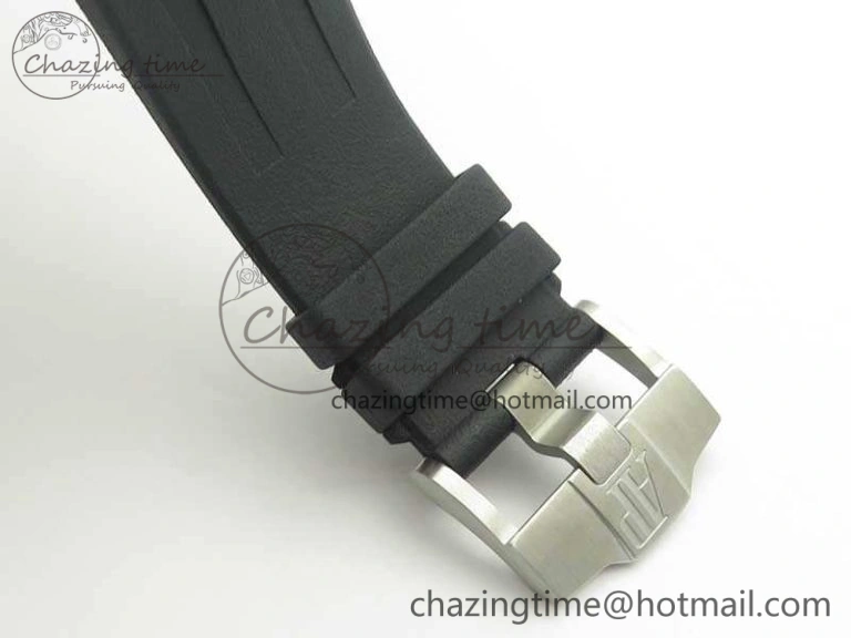 Royal Oak Offshore 44mm SS Black Ceramic Bezel JF 1:1 Best Edition On Rubber Strap A3126 V2 w  Cyclops And DW Mod