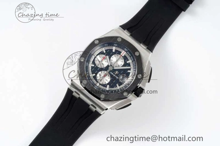 Royal Oak Offshore 44mm SS Black Ceramic Bezel RSF Best Edition Black Silver Dial on Rubber Strap A3126