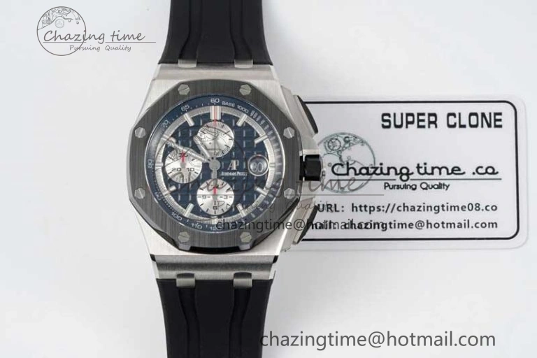 Royal Oak Offshore 44mm SS Black Ceramic Bezel RSF Best Edition Black Silver Dial on Rubber Strap A3126