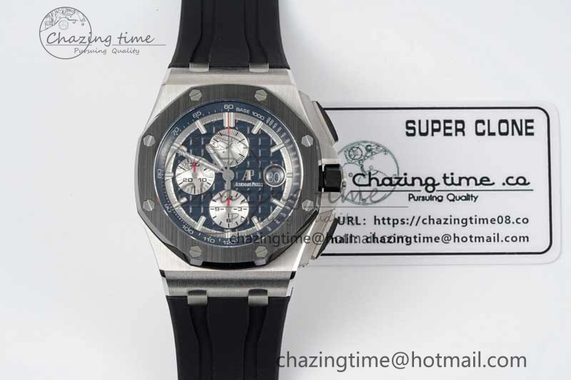 Royal Oak Offshore 44mm SS Black Ceramic Bezel RSF Best Edition Black Silver Dial on Rubber Strap A3126