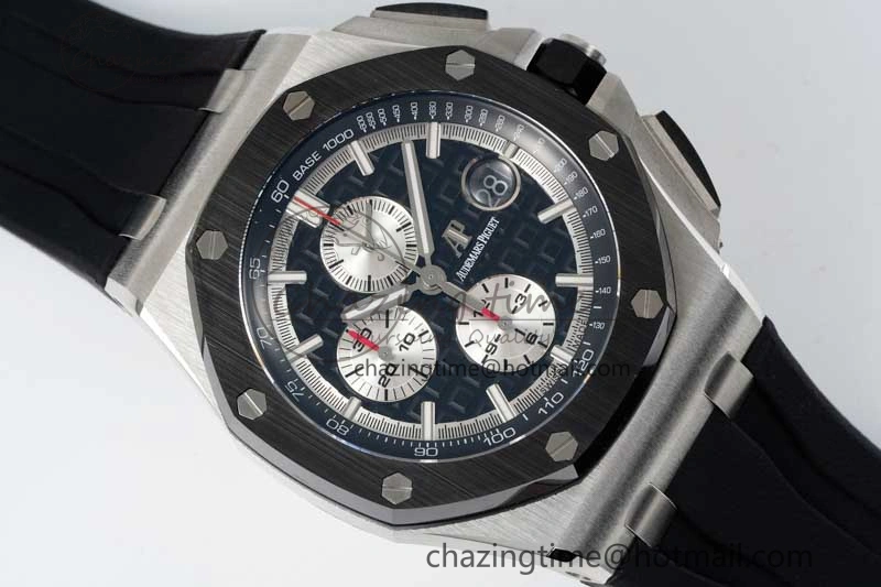Royal Oak Offshore 44mm SS Black Ceramic Bezel RSF Best Edition Black Silver Dial on Rubber Strap A3126