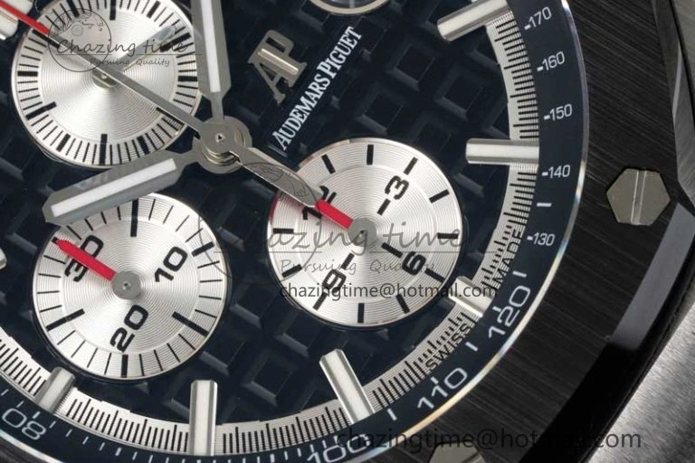 Royal Oak Offshore 44mm SS Black Ceramic Bezel RSF Best Edition Black Silver Dial on Rubber Strap A3126
