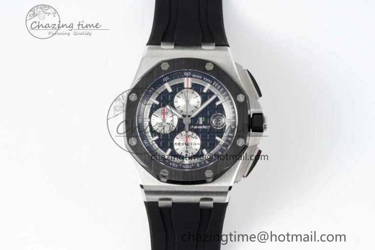 Royal Oak Offshore 44mm SS Black Ceramic Bezel RSF Best Edition Black Silver Dial on Rubber Strap A3126