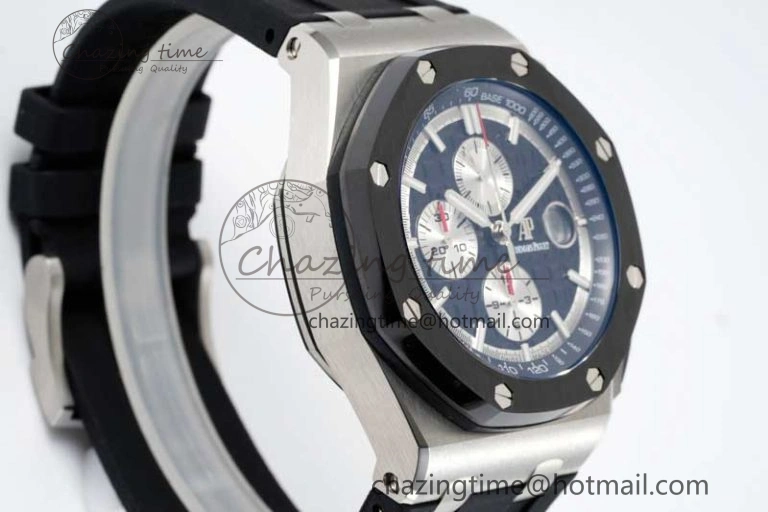 Royal Oak Offshore 44mm SS Black Ceramic Bezel RSF Best Edition Black Silver Dial on Rubber Strap A3126