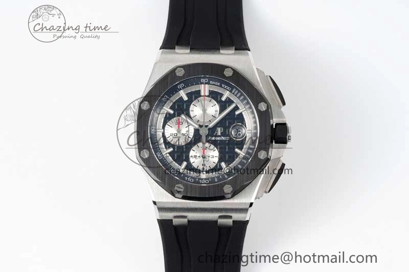 Royal Oak Offshore 44mm SS Black Ceramic Bezel RSF Best Edition Black Silver Dial on Rubber Strap A3126