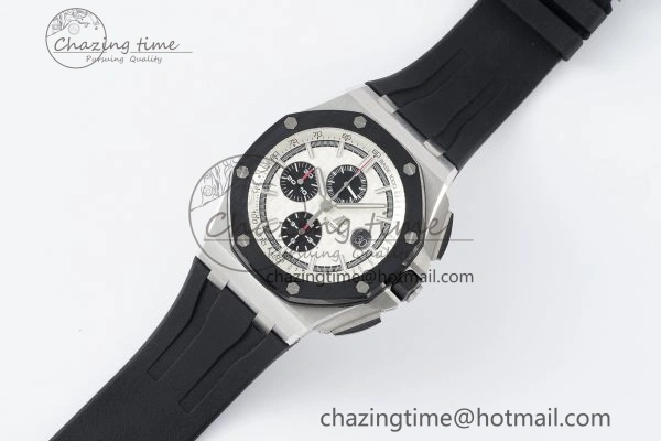 Royal Oak Offshore 44mm SS Black Ceramic Bezel RSF Best Edition White Black Dial on Rubber Strap A3126 V2