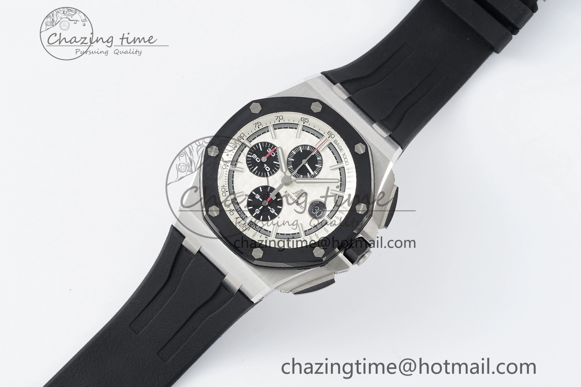 Royal Oak Offshore 44mm SS Black Ceramic Bezel RSF Best Edition White Black Dial on Rubber Strap A3126 V2
