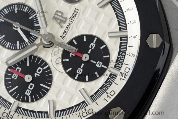 Royal Oak Offshore 44mm SS Black Ceramic Bezel RSF Best Edition White Black Dial on Rubber Strap A3126 V2