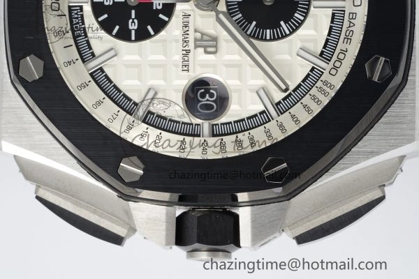 Royal Oak Offshore 44mm SS Black Ceramic Bezel RSF Best Edition White Black Dial on Rubber Strap A3126 V2