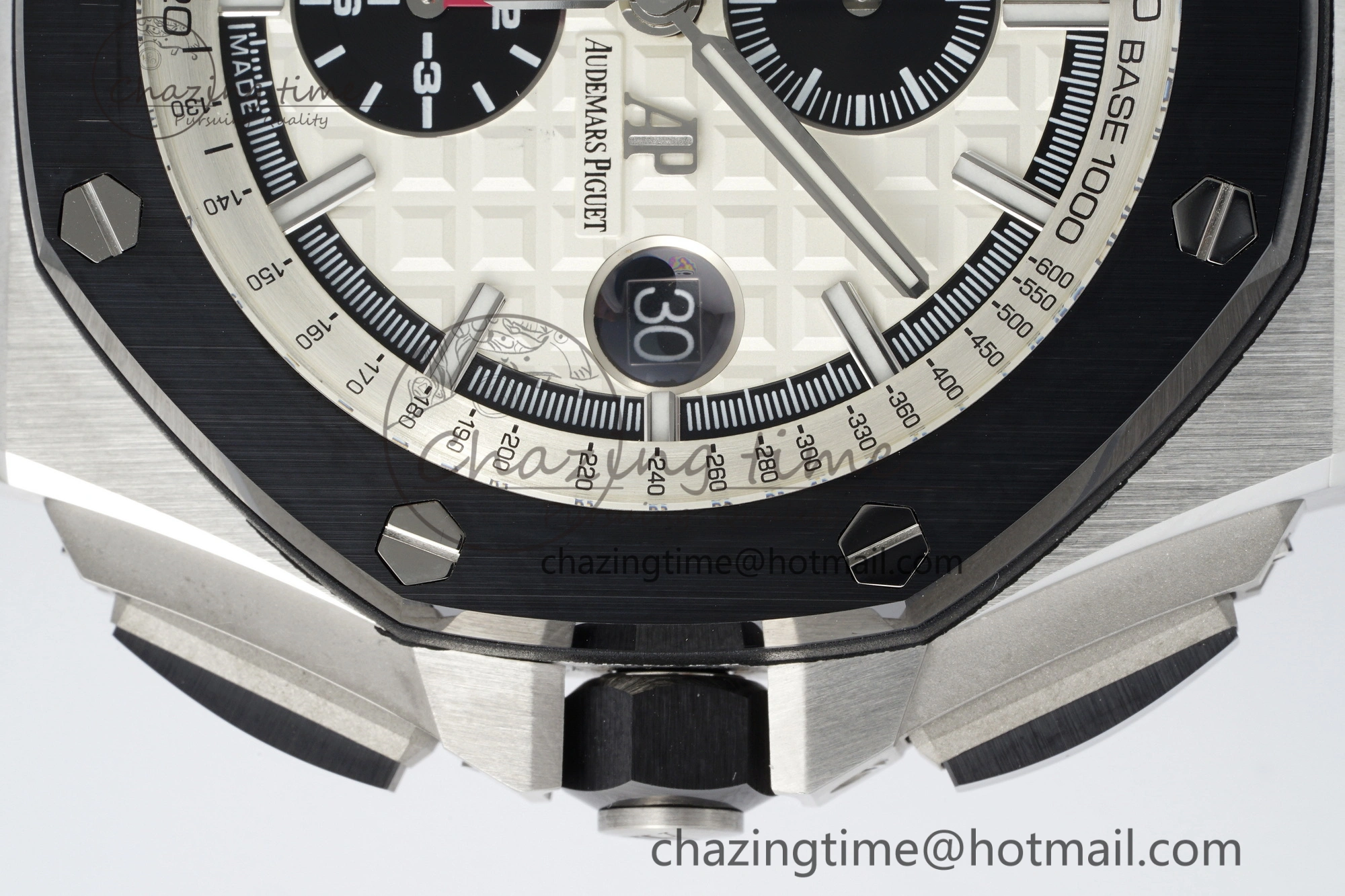 Royal Oak Offshore 44mm SS Black Ceramic Bezel RSF Best Edition White Black Dial on Rubber Strap A3126 V2