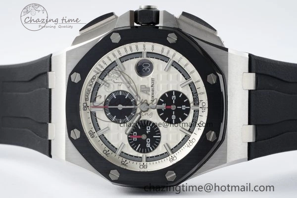 Royal Oak Offshore 44mm SS Black Ceramic Bezel RSF Best Edition White Black Dial on Rubber Strap A3126 V2