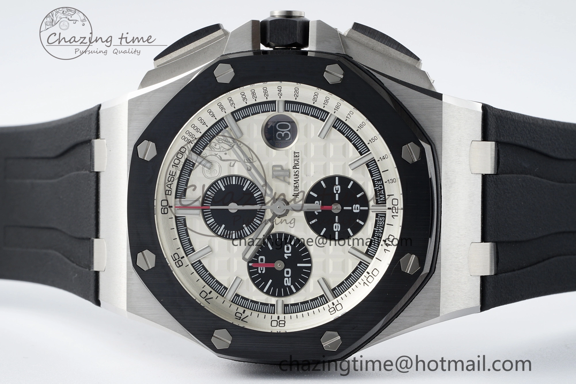 Royal Oak Offshore 44mm SS Black Ceramic Bezel RSF Best Edition White Black Dial on Rubber Strap A3126 V2