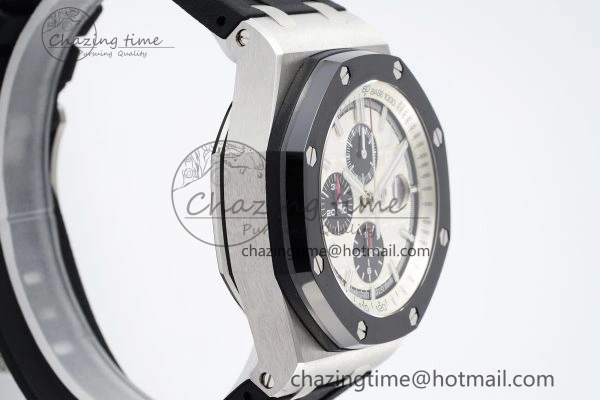 Royal Oak Offshore 44mm SS Black Ceramic Bezel RSF Best Edition White Black Dial on Rubber Strap A3126 V2