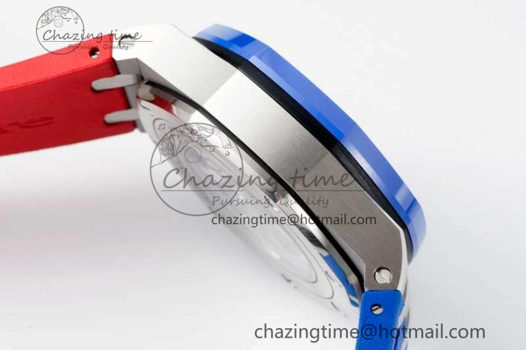 Royal Oak Offshore 44mm SS Blue Ceramic Bezel RSF Best Edition Blue Red Dial on Rubber Strap A3126
