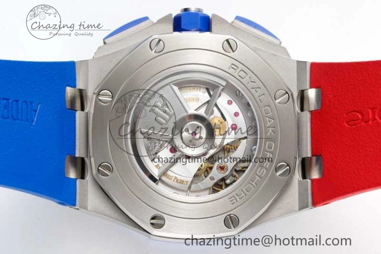 Royal Oak Offshore 44mm SS Blue Ceramic Bezel RSF Best Edition Blue Red Dial on Rubber Strap A3126