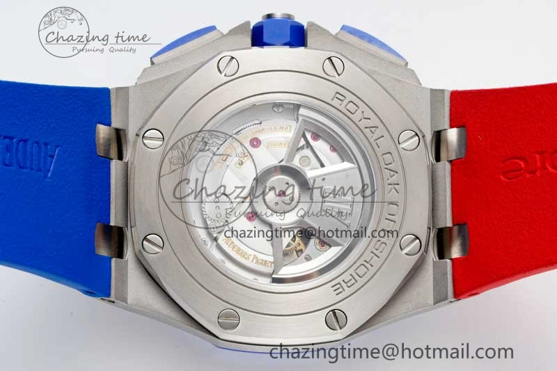 Royal Oak Offshore 44mm SS Blue Ceramic Bezel RSF Best Edition Blue Red Dial on Rubber Strap A3126