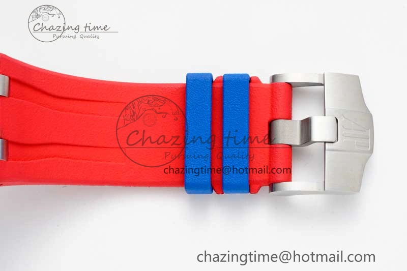 Royal Oak Offshore 44mm SS Blue Ceramic Bezel RSF Best Edition Blue Red Dial on Rubber Strap A3126