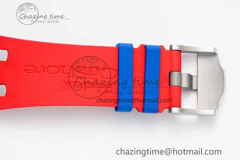 Royal Oak Offshore 44mm SS Blue Ceramic Bezel RSF Best Edition Blue Red Dial on Rubber Strap A3126