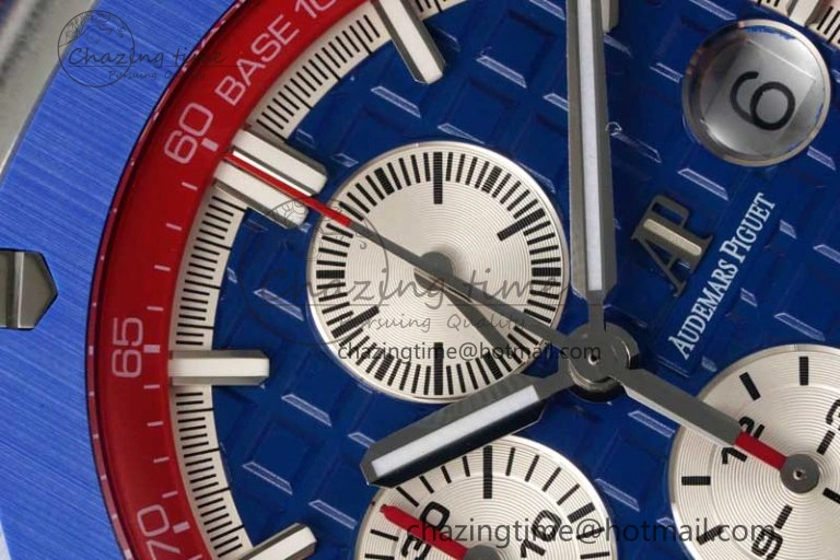 Royal Oak Offshore 44mm SS Blue Ceramic Bezel RSF Best Edition Blue Red Dial on Rubber Strap A3126