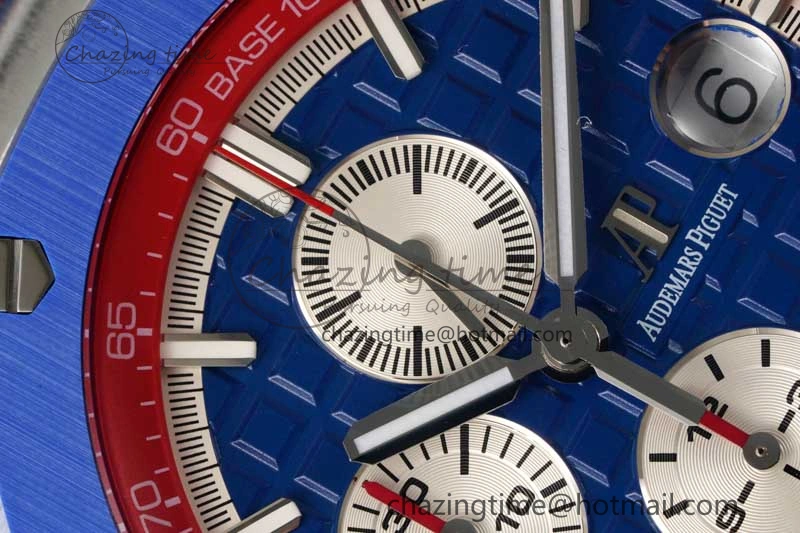 Royal Oak Offshore 44mm SS Blue Ceramic Bezel RSF Best Edition Blue Red Dial on Rubber Strap A3126