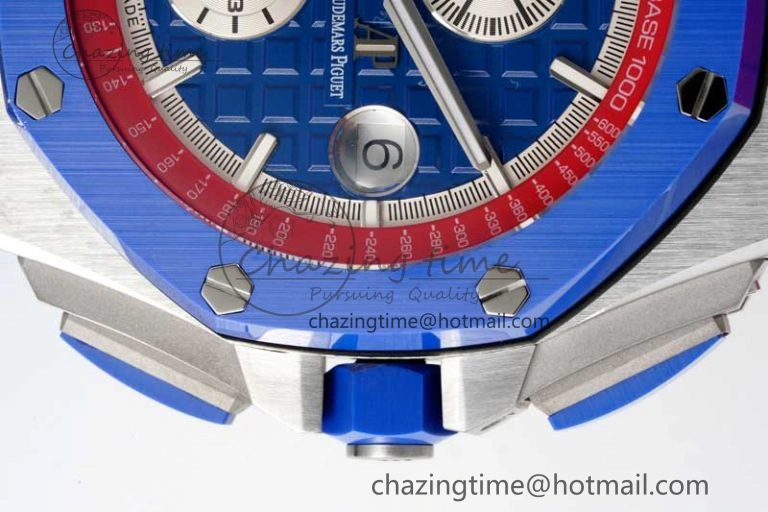 Royal Oak Offshore 44mm SS Blue Ceramic Bezel RSF Best Edition Blue Red Dial on Rubber Strap A3126