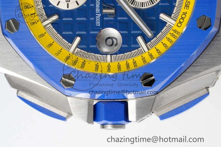 Royal Oak Offshore 44mm SS Blue Ceramic Bezel RSF Best Edition Blue Yellow Dial on Rubber Strap A3126