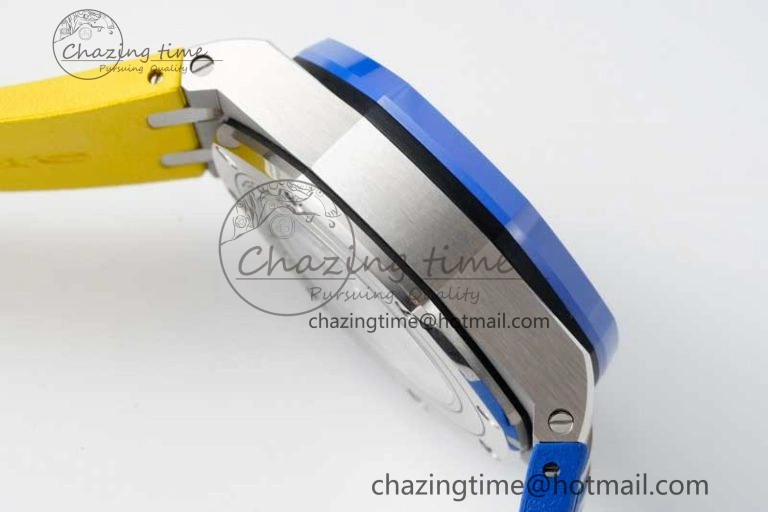 Royal Oak Offshore 44mm SS Blue Ceramic Bezel RSF Best Edition Blue Yellow Dial on Rubber Strap A3126