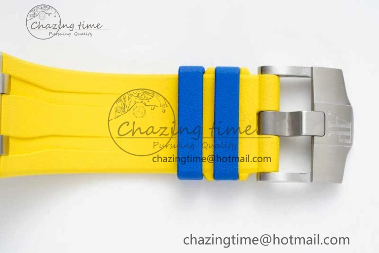 Royal Oak Offshore 44mm SS Blue Ceramic Bezel RSF Best Edition Blue Yellow Dial on Rubber Strap A3126