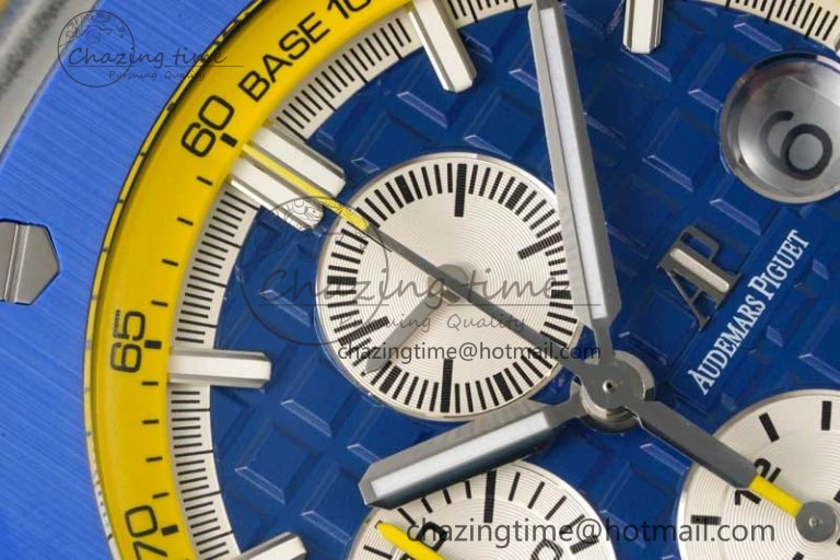 Royal Oak Offshore 44mm SS Blue Ceramic Bezel RSF Best Edition Blue Yellow Dial on Rubber Strap A3126