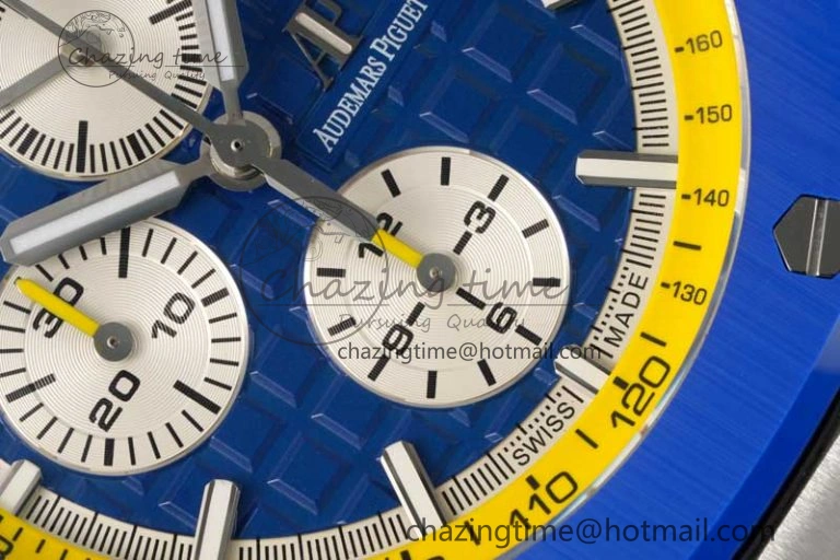 Royal Oak Offshore 44mm SS Blue Ceramic Bezel RSF Best Edition Blue Yellow Dial on Rubber Strap A3126