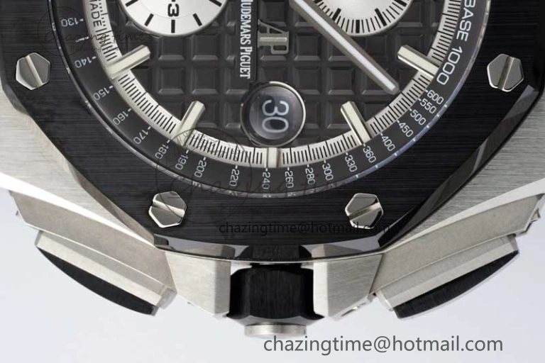 Royal Oak Offshore 44mm SS Ceramic Bezel APF 1:1 Best Edition Gray Dial on Rubber Strap A3126