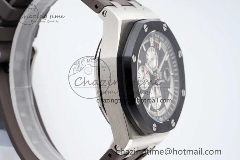 Royal Oak Offshore 44mm SS Ceramic Bezel APF 1:1 Best Edition Gray Dial on Rubber Strap A3126