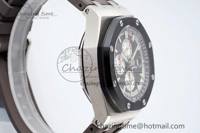 Royal Oak Offshore 44mm SS Ceramic Bezel APF 1:1 Best Edition Gray Dial on Rubber Strap A3126