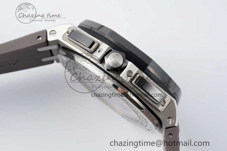 Royal Oak Offshore 44mm SS Ceramic Bezel APF 1:1 Best Edition Gray Dial on Rubber Strap A3126