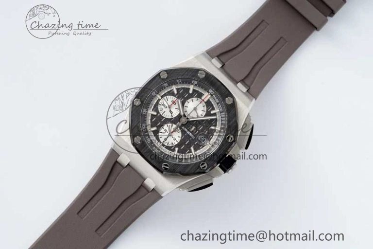 Royal Oak Offshore 44mm SS Ceramic Bezel APF 1:1 Best Edition Gray Dial on Rubber Strap A3126