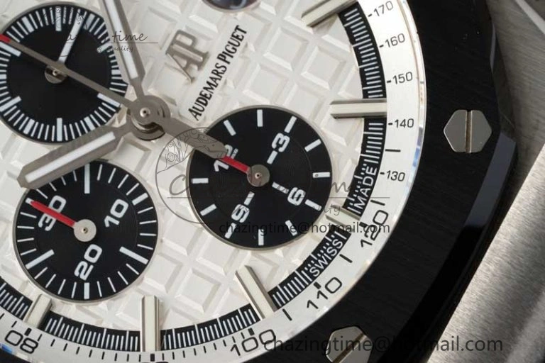 Royal Oak Offshore 44mm SS Ceramic Bezel APF 1:1 Best Edition White Dial on Rubber Strap A3126