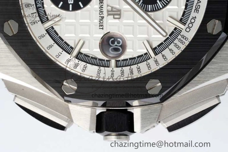 Royal Oak Offshore 44mm SS Ceramic Bezel APF 1:1 Best Edition White Dial on Rubber Strap A3126