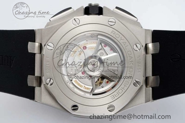 Royal Oak Offshore 44mm SS Ceramic Bezel APF 1:1 Best Edition White Dial on Rubber Strap A3126