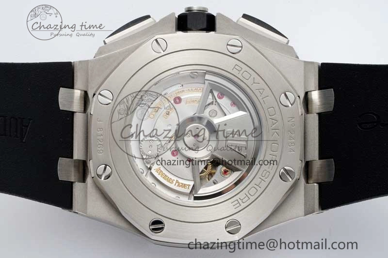 Royal Oak Offshore 44mm SS Ceramic Bezel APF 1:1 Best Edition White Dial on Rubber Strap A3126