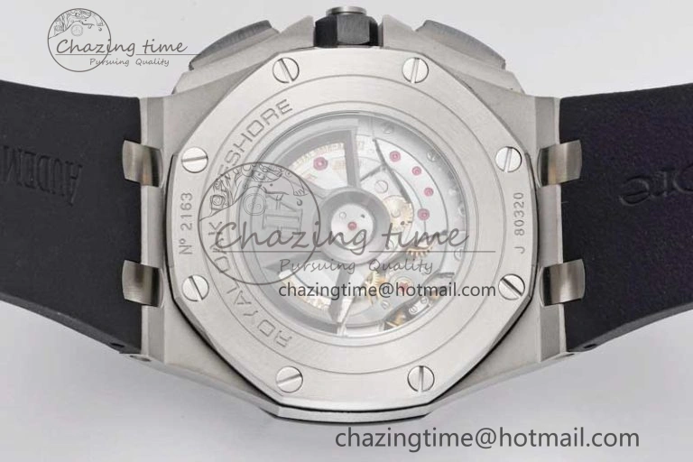 Royal Oak Offshore 44mm SS Ceramic Bezel JJF 1:1 Best Edition Black White Dial on Rubber Strap A3126 V2