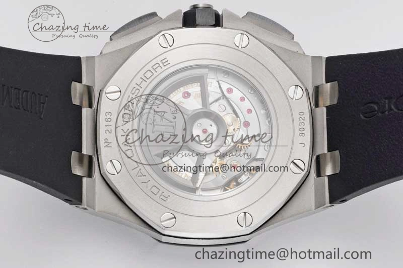 Royal Oak Offshore 44mm SS Ceramic Bezel JJF 1:1 Best Edition Black White Dial on Rubber Strap A3126 V2