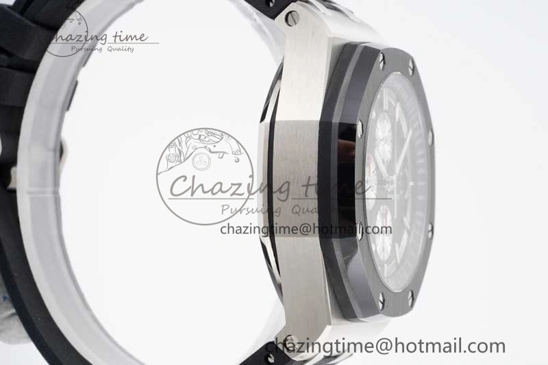 Royal Oak Offshore 44mm SS Ceramic Bezel JJF 1:1 Best Edition Black White Dial on Rubber Strap A3126 V2