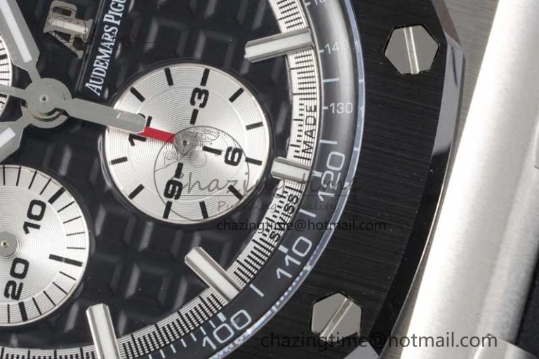 Royal Oak Offshore 44mm SS Ceramic Bezel JJF 1:1 Best Edition Black White Dial on Rubber Strap A3126 V2
