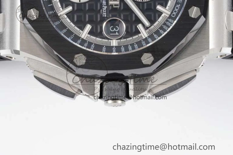 Royal Oak Offshore 44mm SS Ceramic Bezel JJF 1:1 Best Edition Black White Dial on Rubber Strap A3126 V2